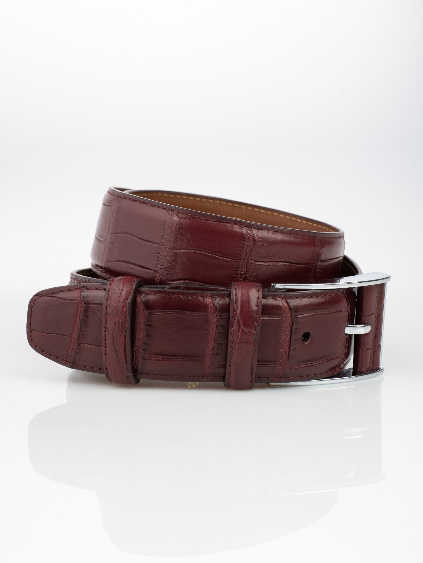 Burgundy Crocodile Belt view 2
