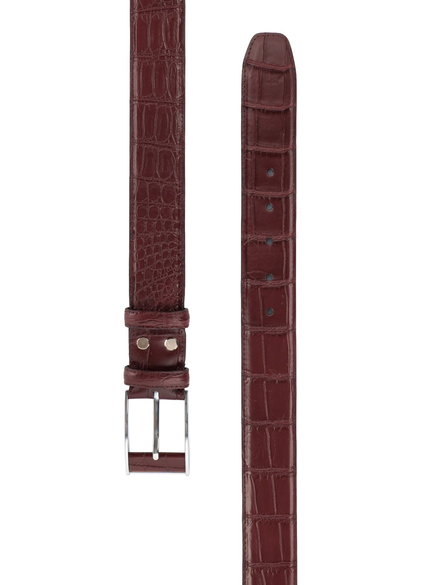 Burgundy Crocodile Belt view 3