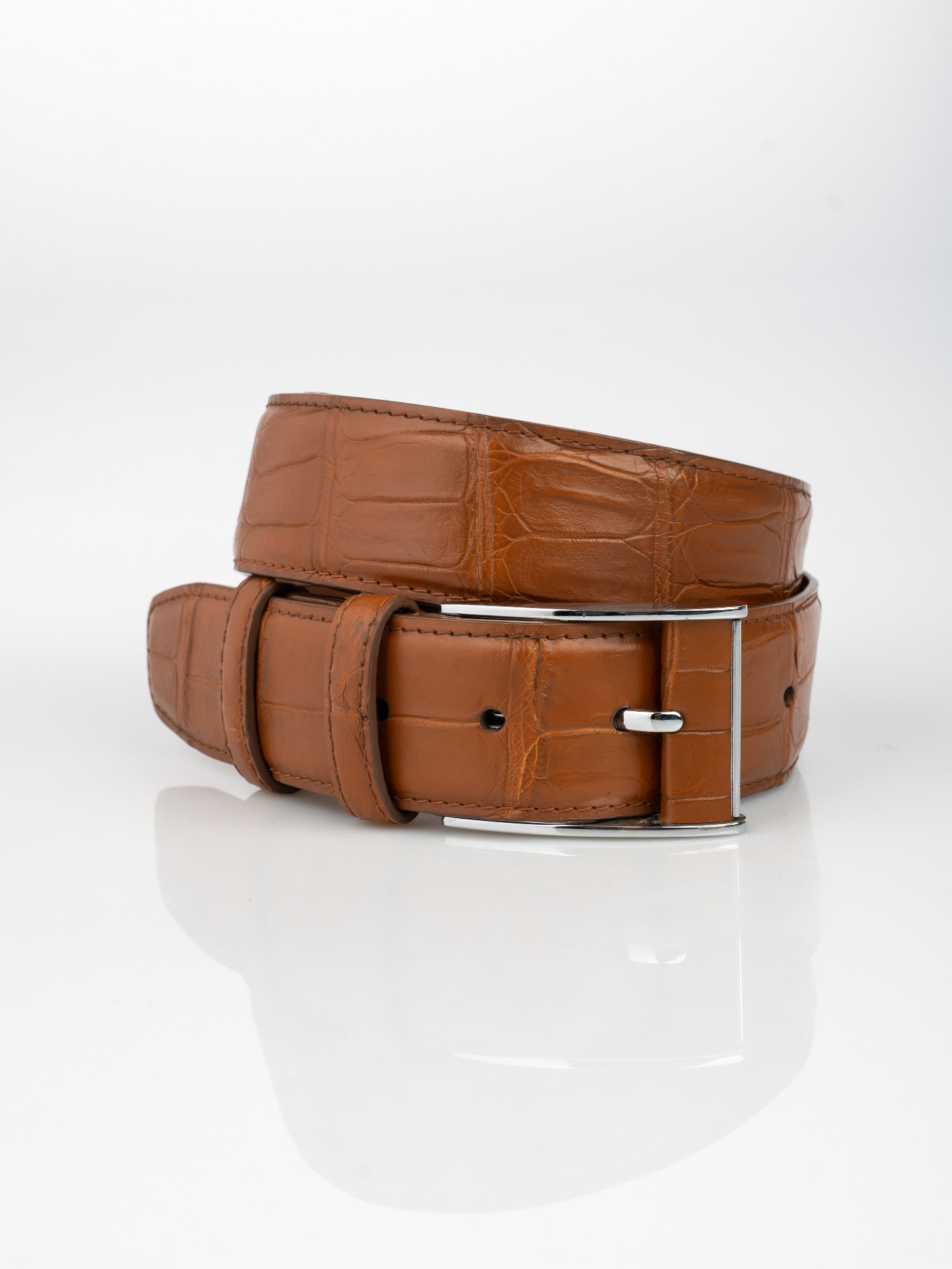 Cognac Crocodile Belt view 2