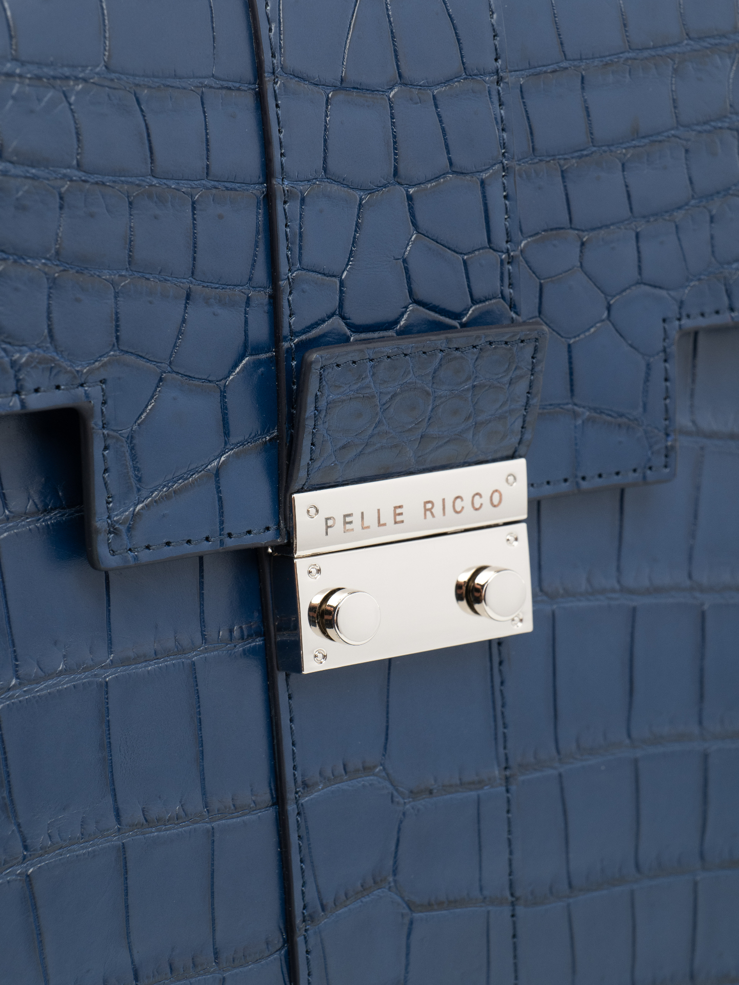 Navy Crocodile Briefcase view 4