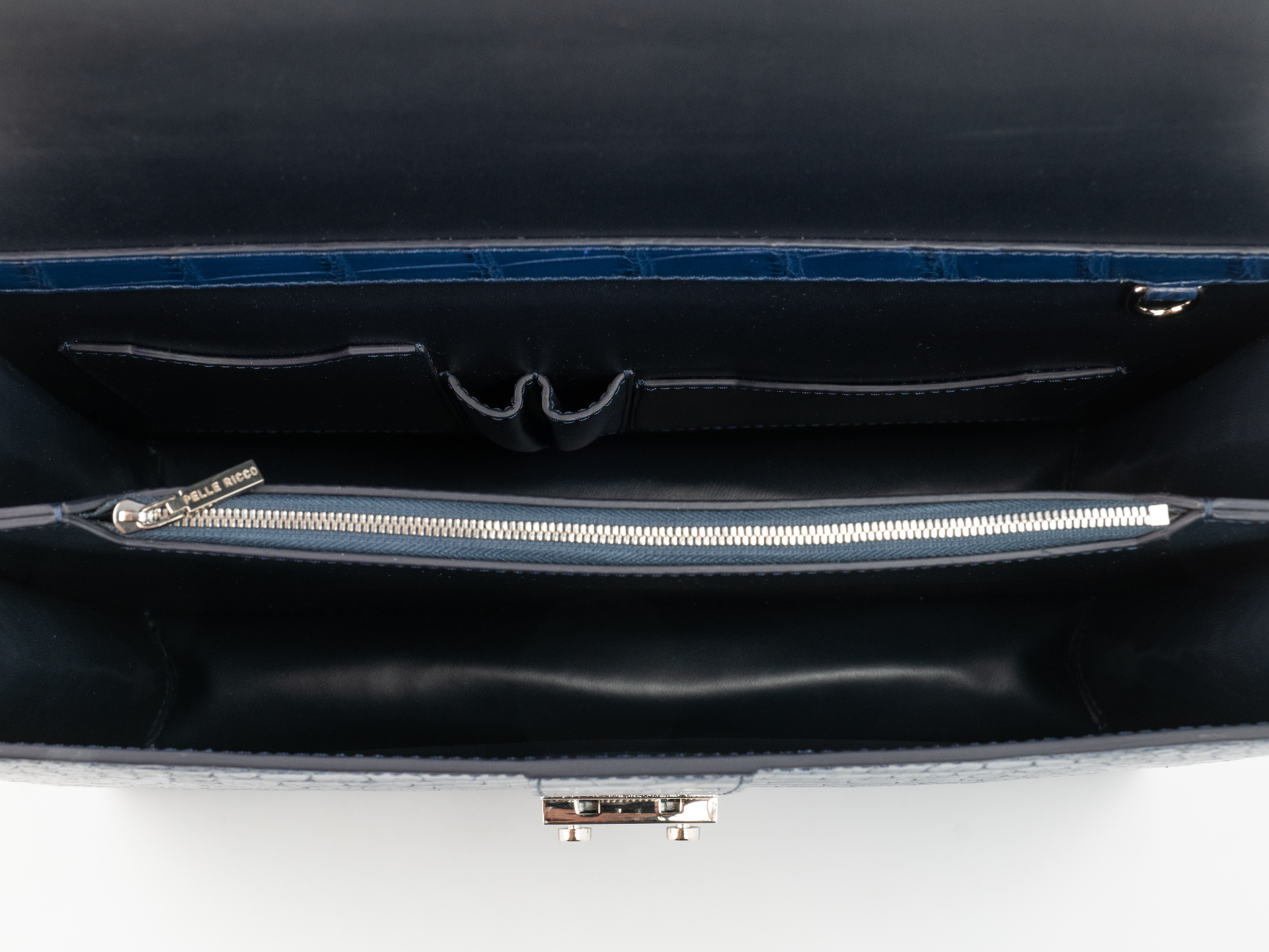 Navy Crocodile Briefcase view 3