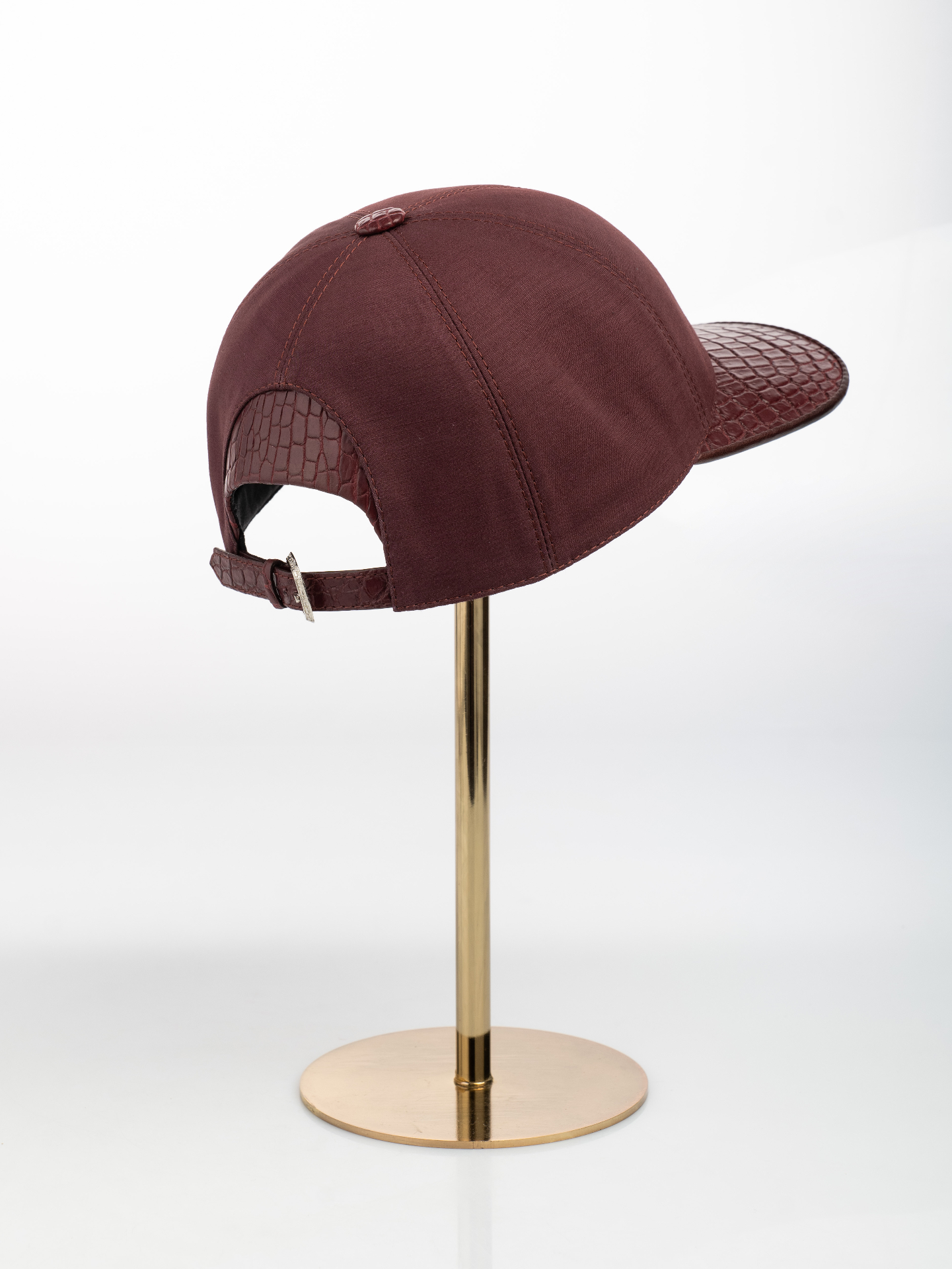 Bordeaux Linen & Crocodile Cap - alternate view