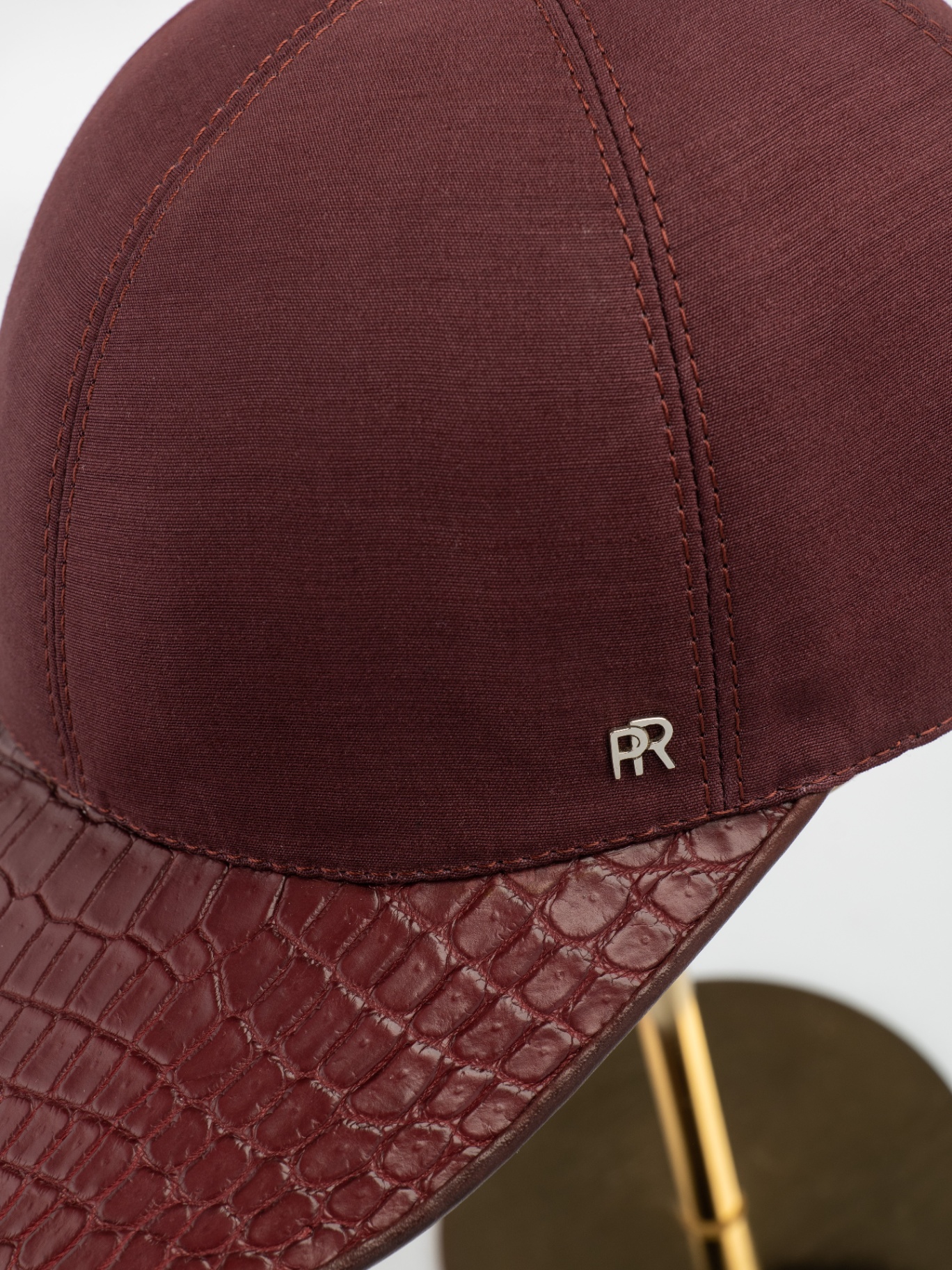 Bordeaux Linen & Crocodile Cap view 3