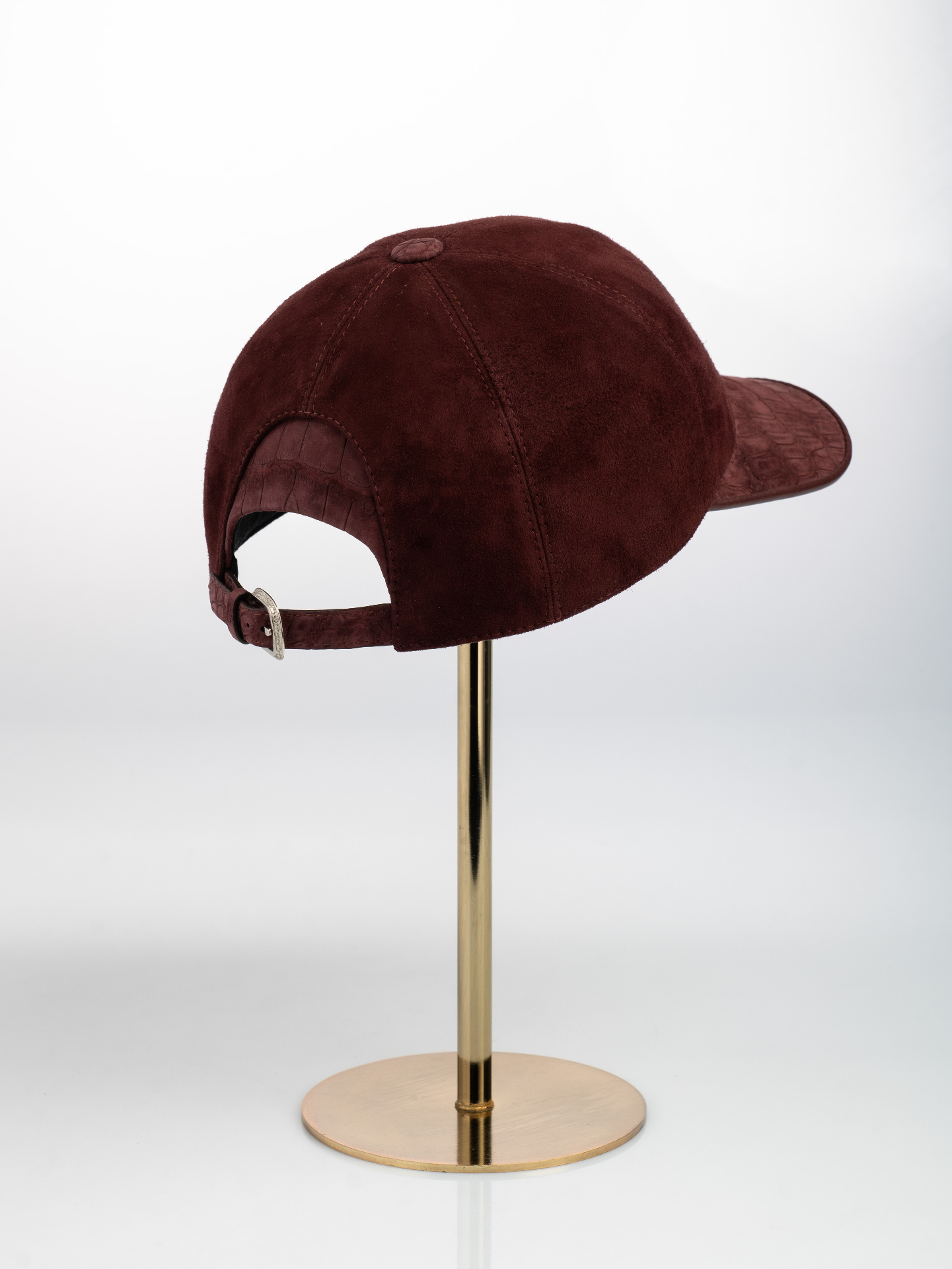 Burgundy Suede & Crocodile Cap - alternate view
