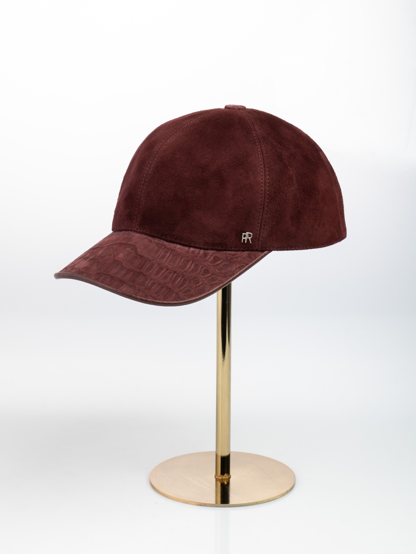 Burgundy Suede & Crocodile Cap