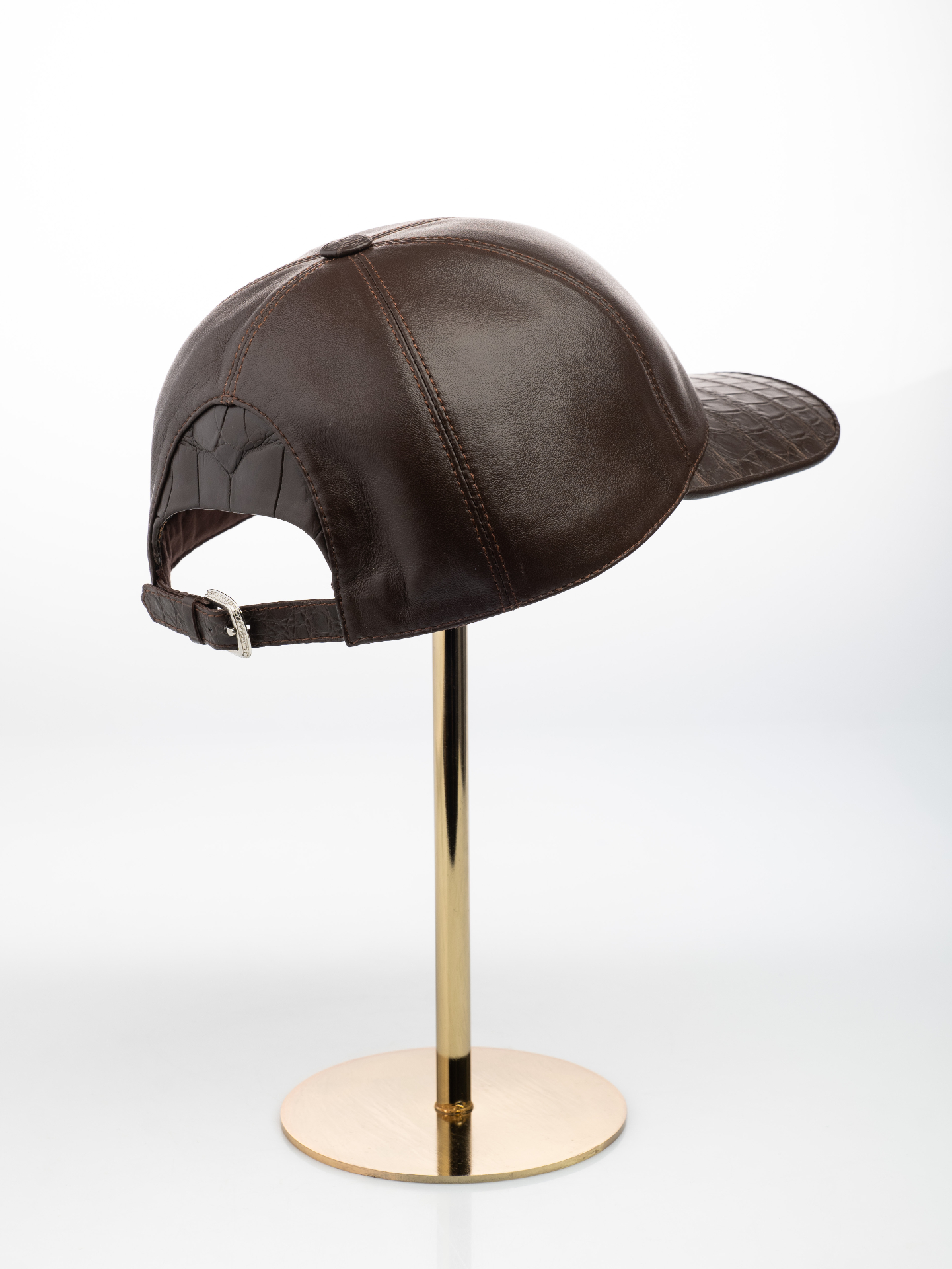 Cognac Leather & Crocodile Cap - alternate view