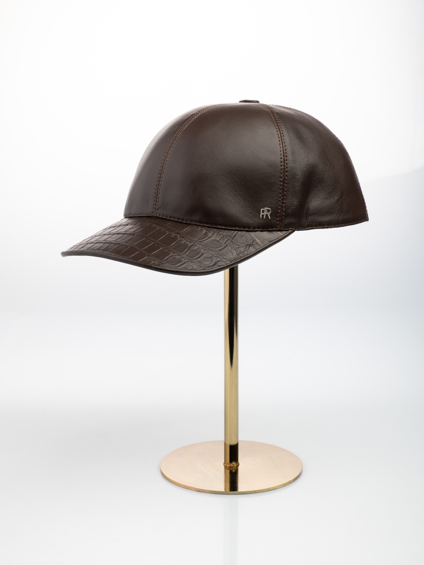 Cognac Leather & Crocodile Cap
