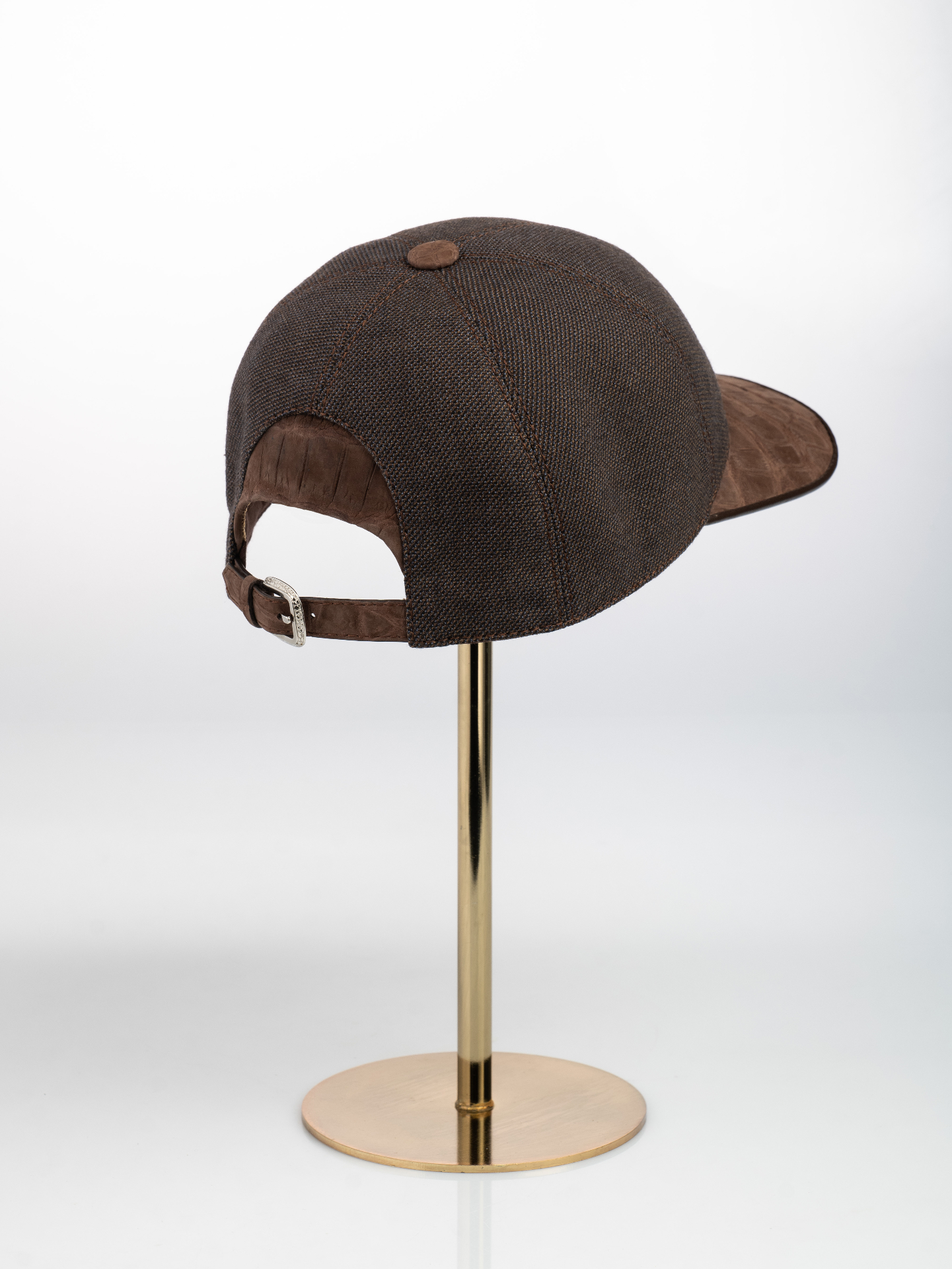 Espresso Cashmere & Nubuck Crocodile Cap - alternate view