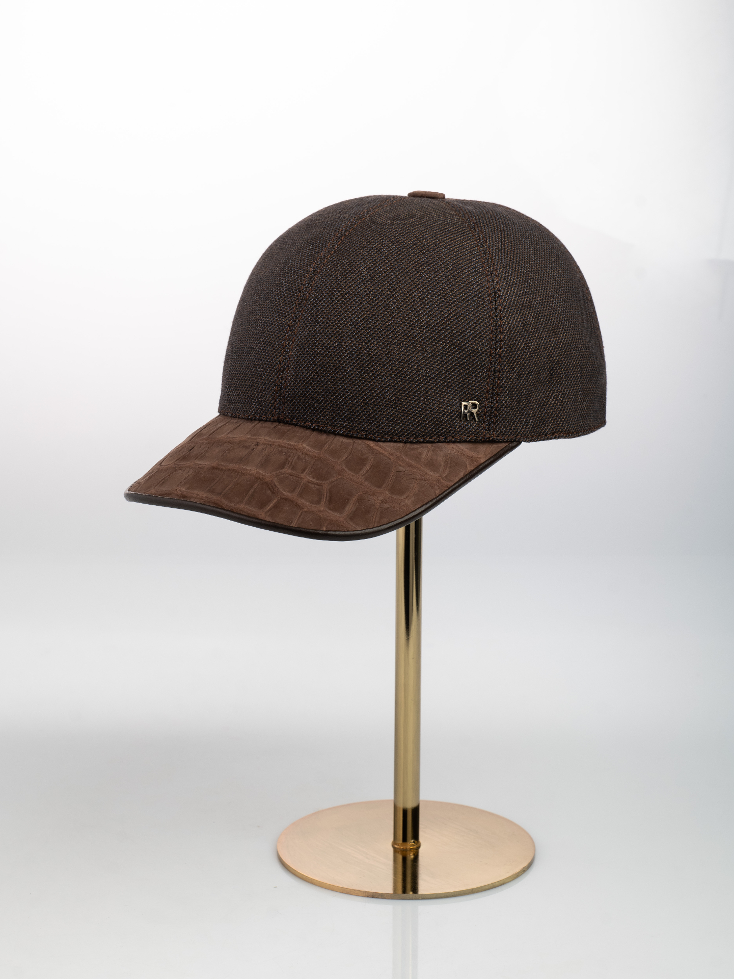 Espresso Cashmere & Nubuck Crocodile Cap