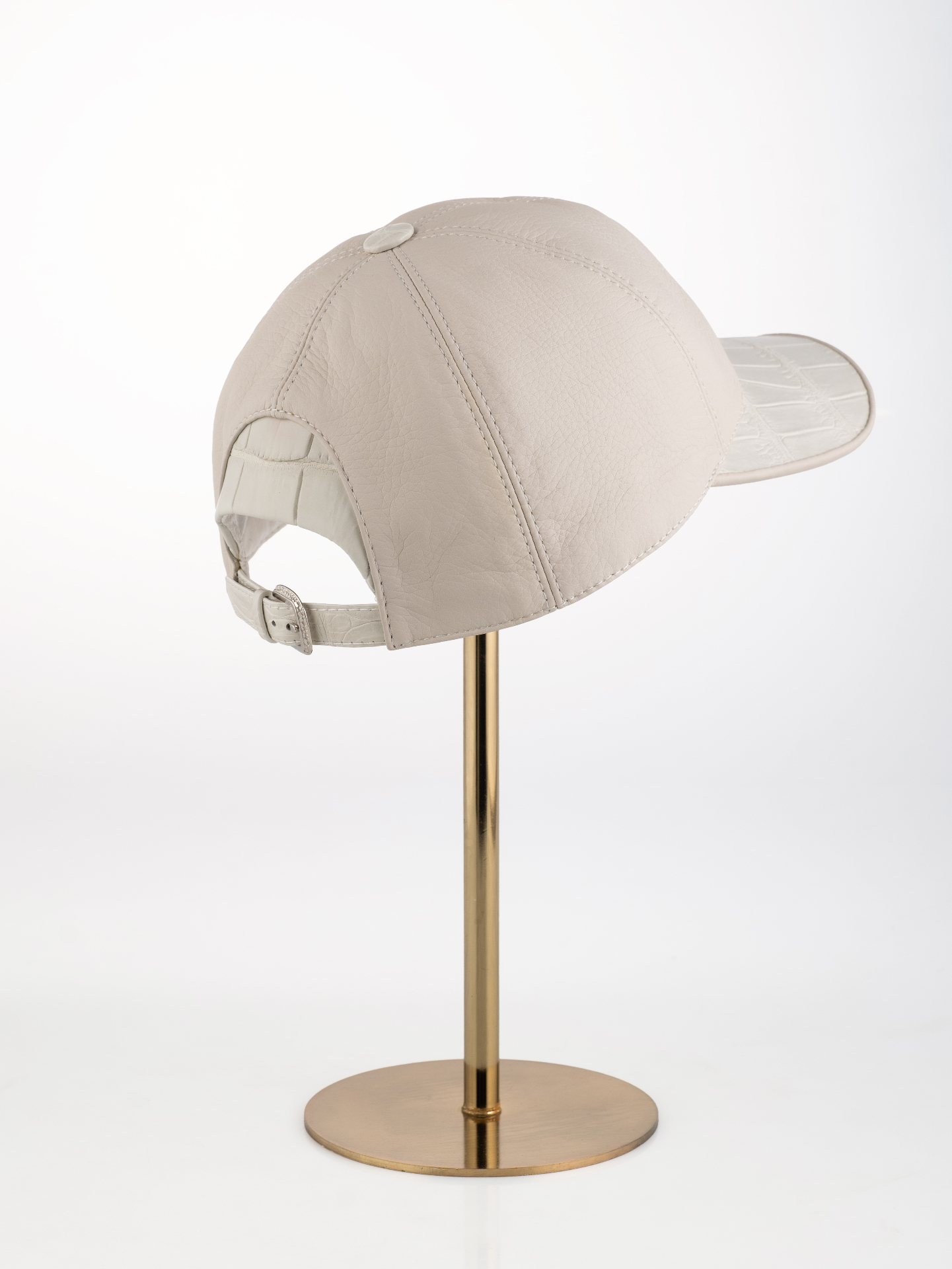 Ivory Leather & Crocodile Cap - alternate view