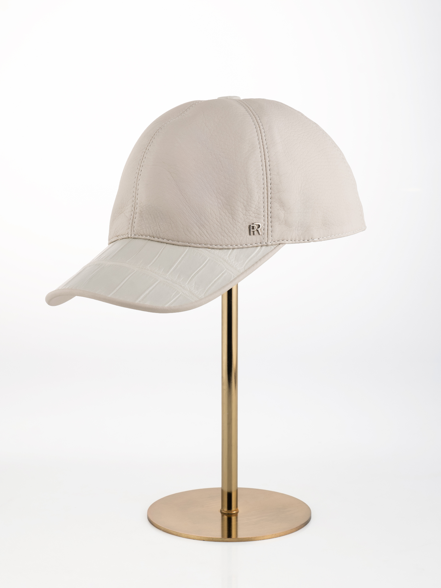 Ivory Leather & Crocodile Cap