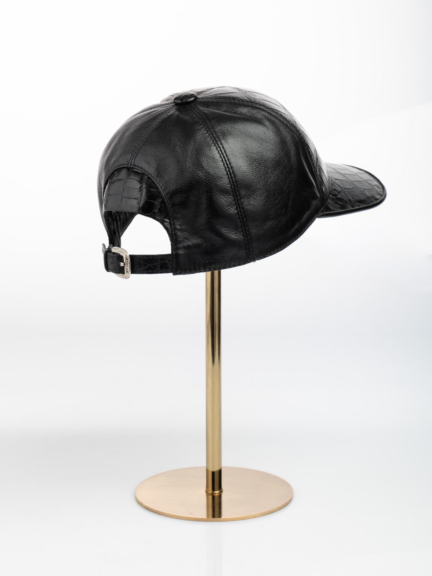 Noir Leather & Crocodile Cap - alternate view