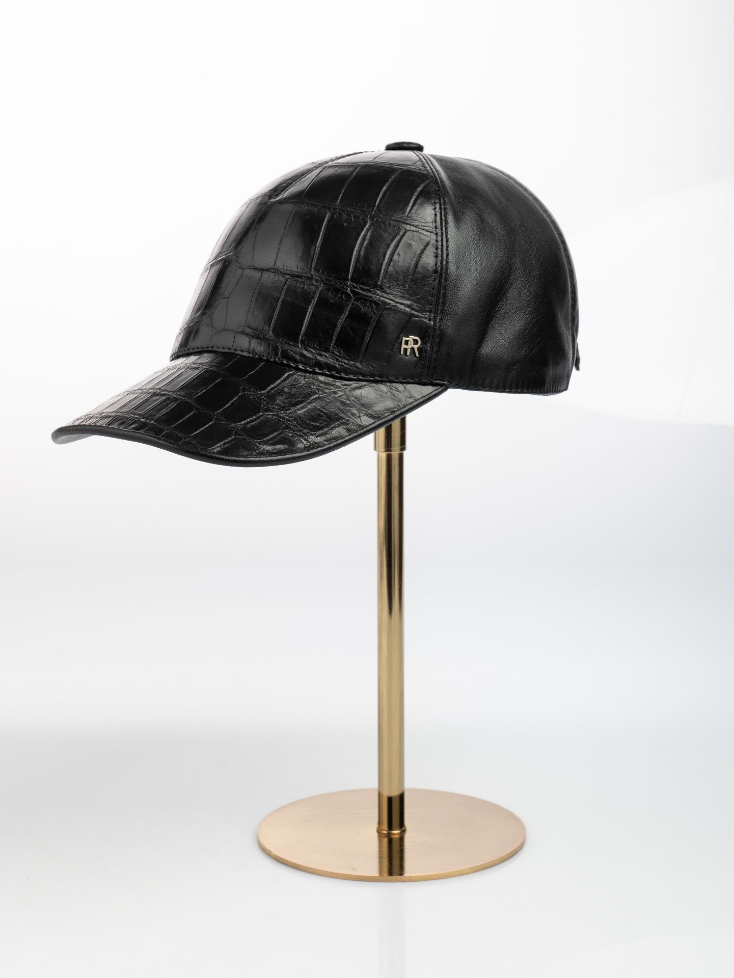 Noir Leather & Crocodile Cap