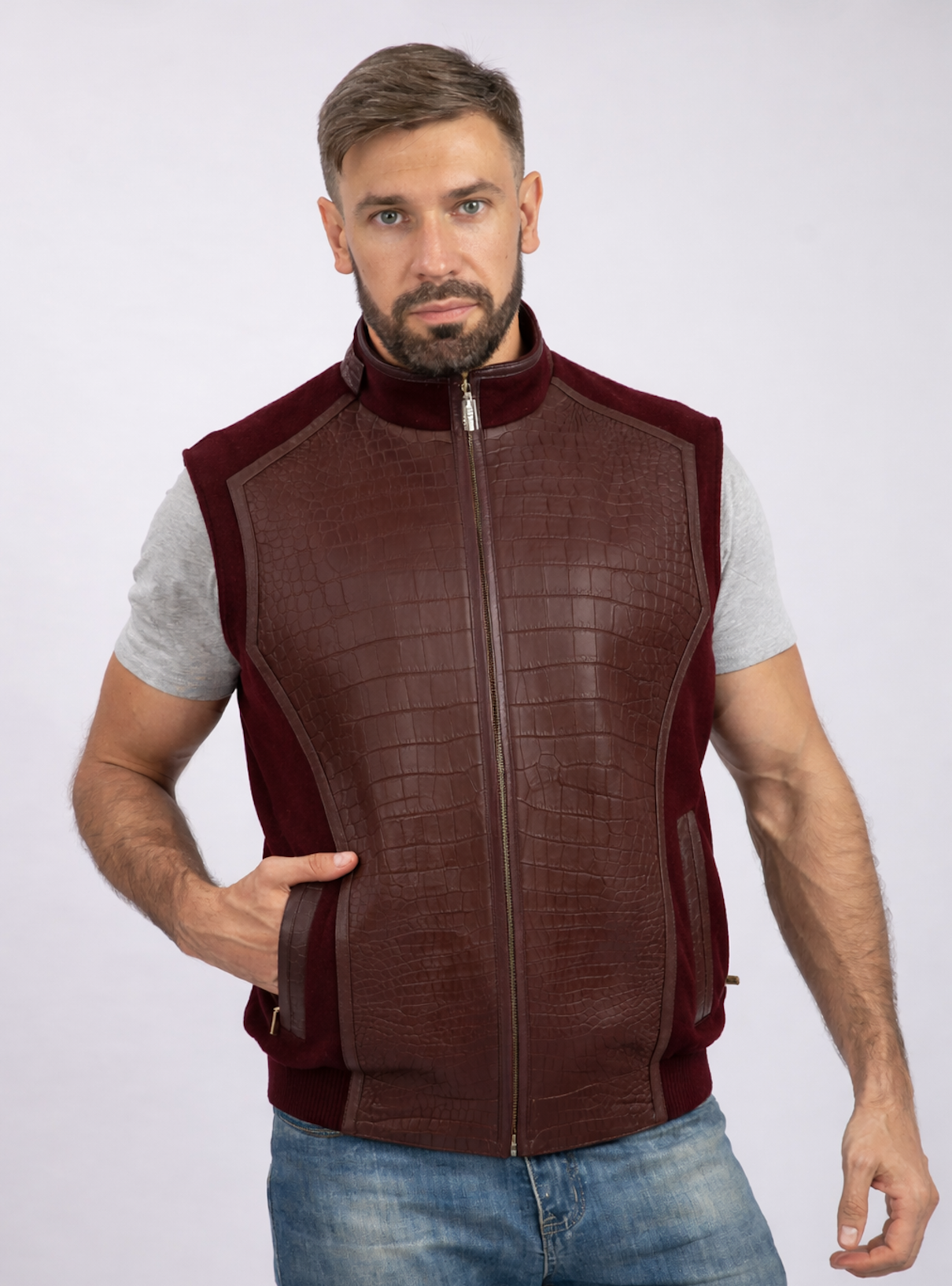 Bordeaux Crocodile Vest view 3