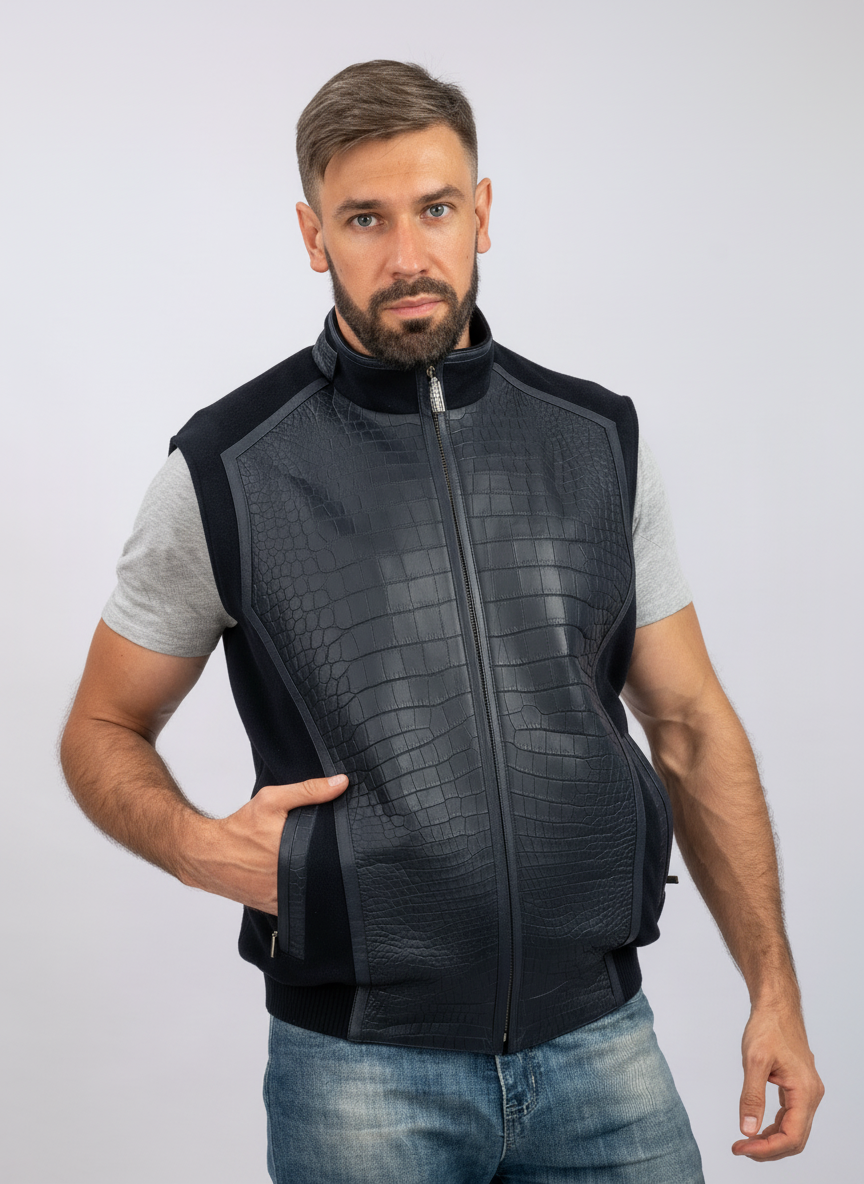 Noir Crocodile Vest view 3