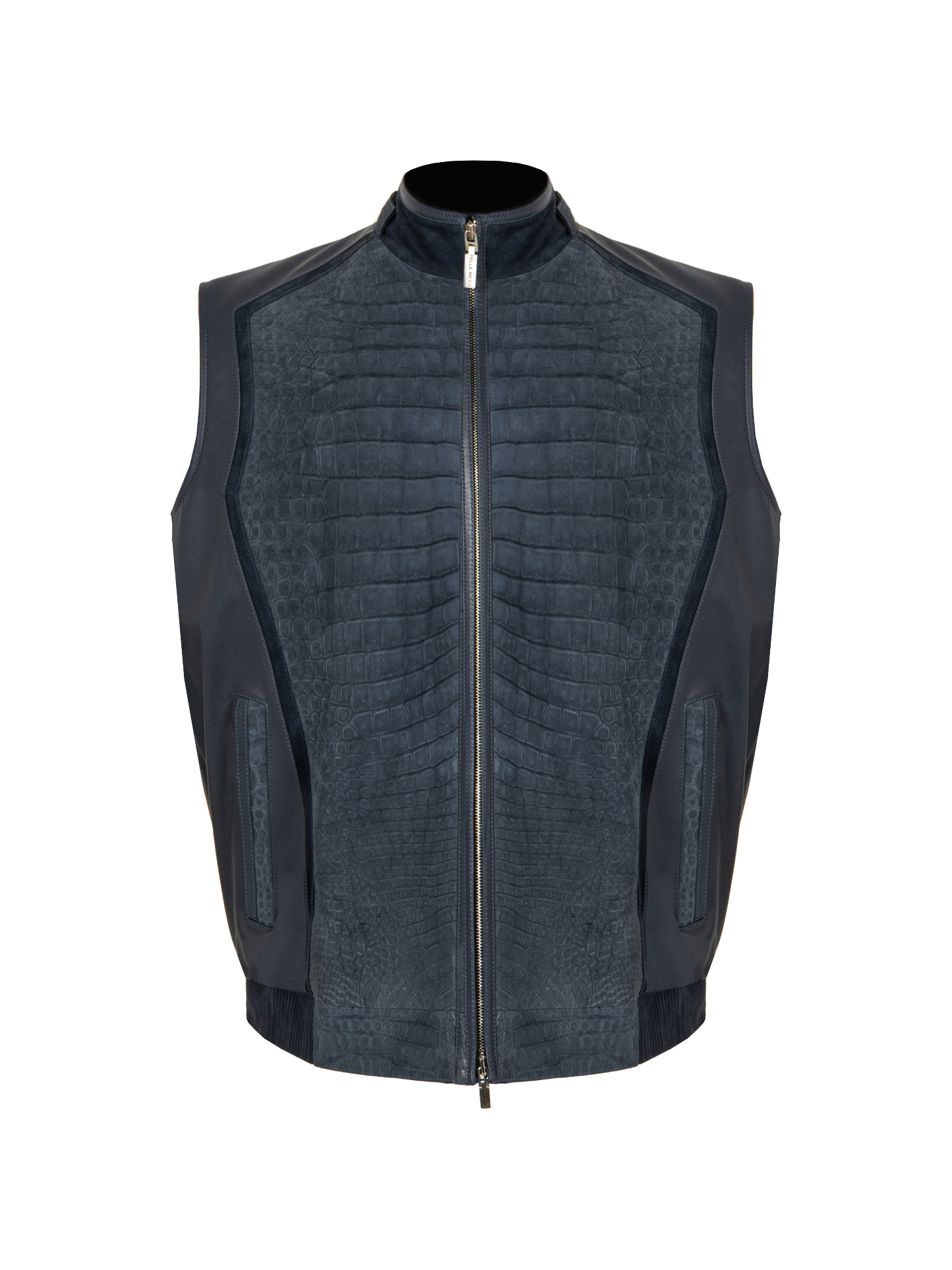 Navy Nubuck Crocodile Vest